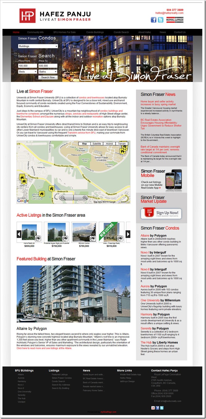 Condo Buyer Website: front page