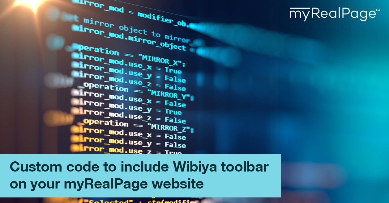 Custom code to include Wibiya toolbar on your myRealPage website