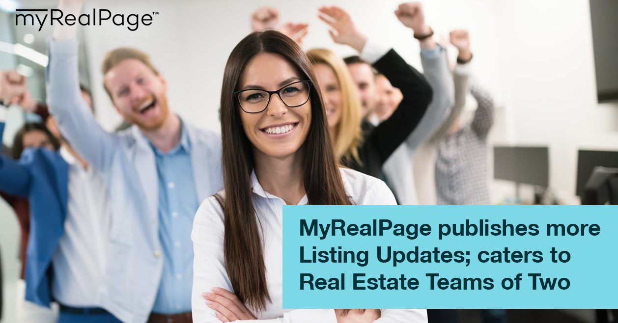 MyRealPage Publishes More Listing Updates; Caters To Real Estate Teams Of Two