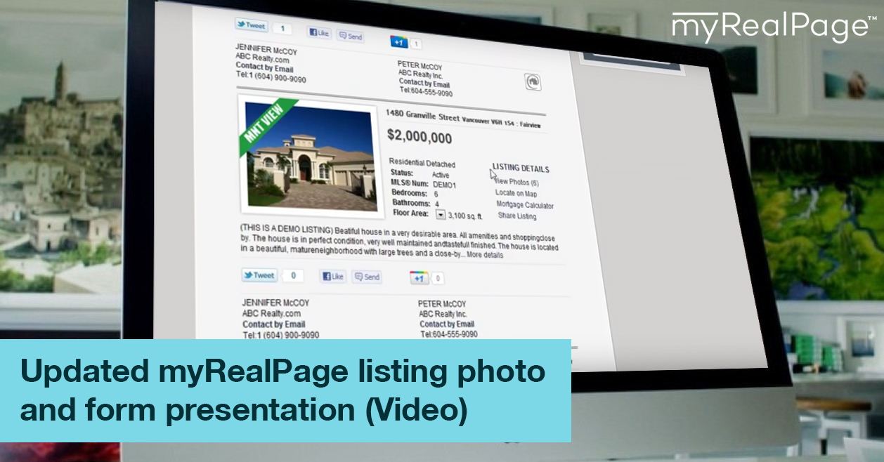 Updated myRealPage listing photo and form presentation (Video)