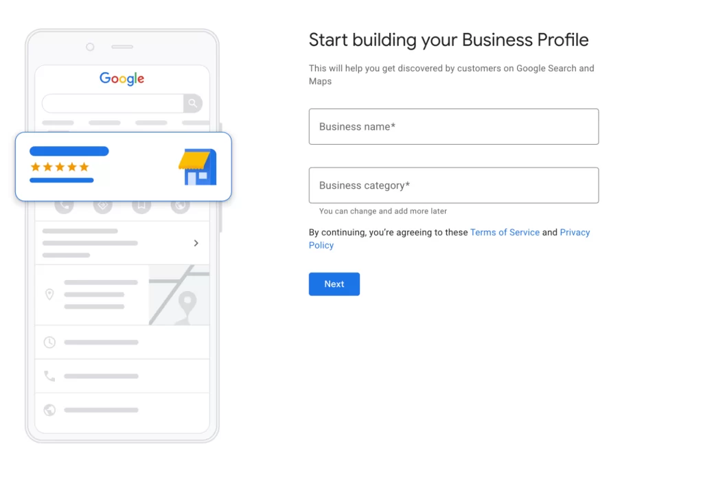 google my business screen