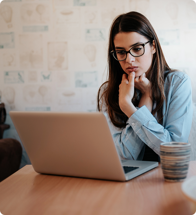 woman staring at computer